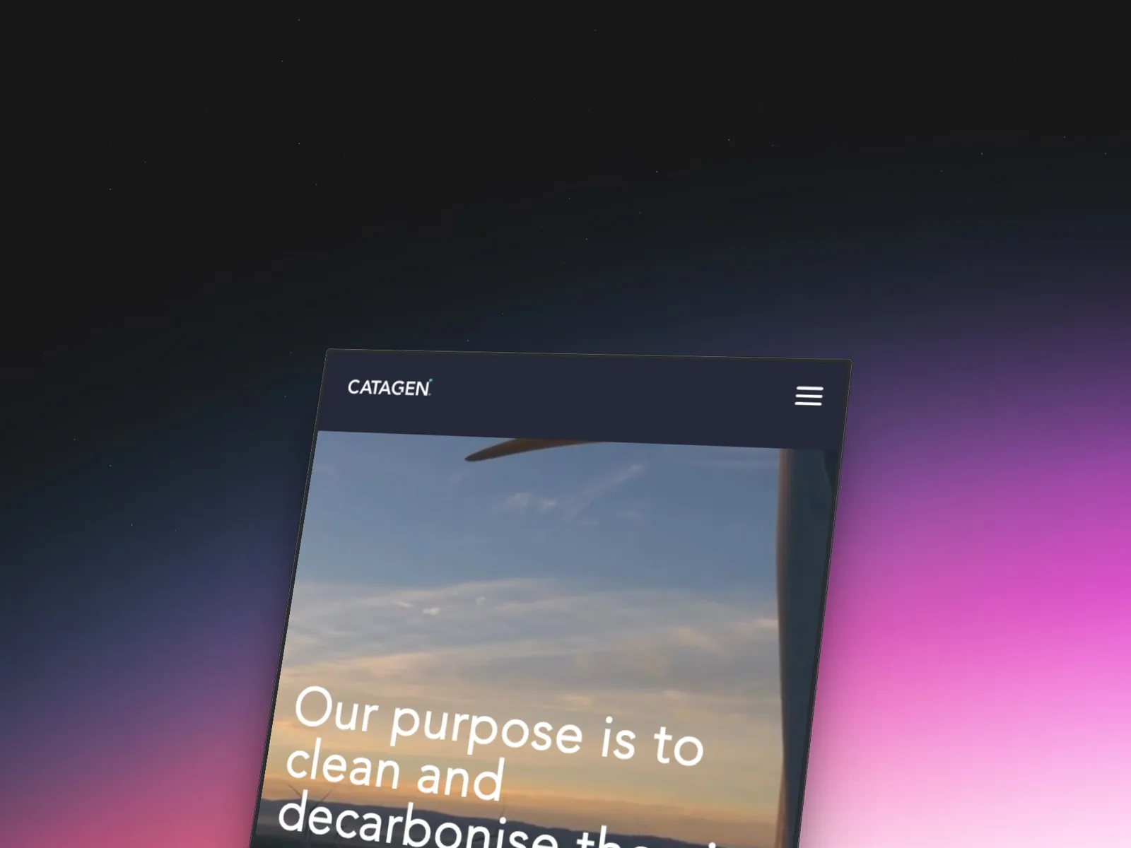 Catagen homepage on a mobile phone