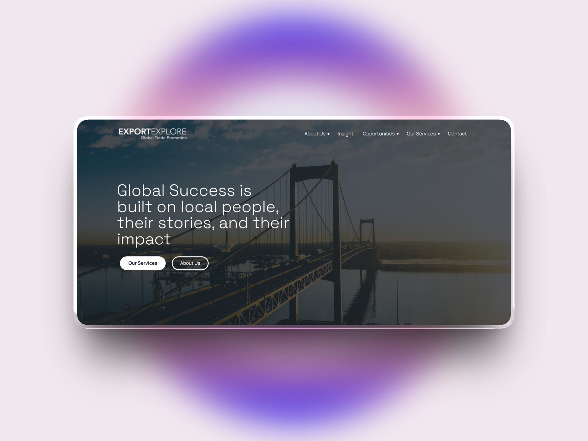 ExportExplore website desktop view