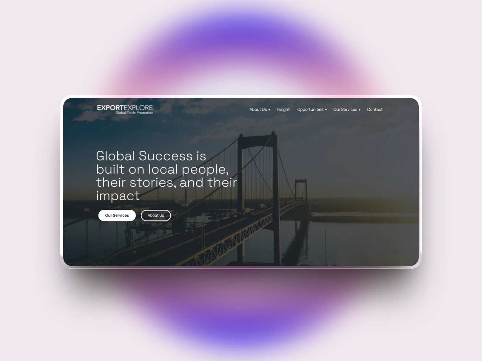 ExportExplore homepage on desktop after the rebuild