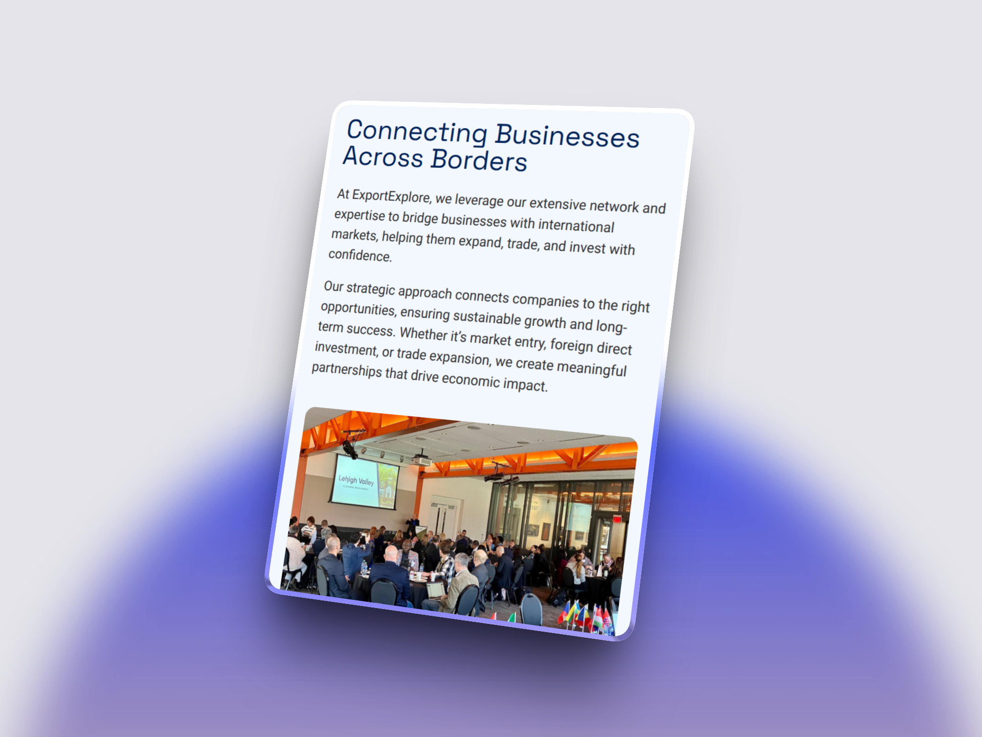 ExportExplore mobile homepage